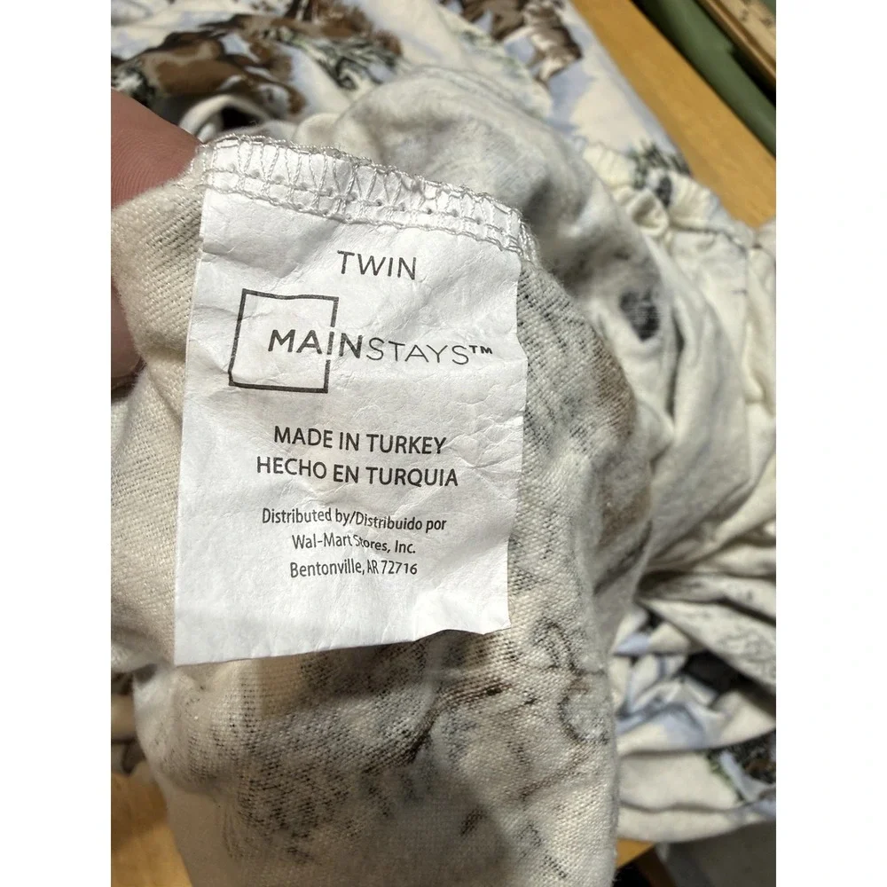 Mainstays Twin Flannel Sheet Set 3pc Wildlife Wolf Bear Elk 100% Cotton Cabin